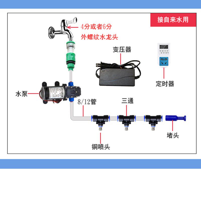 工地围挡喷淋雾化喷头自动喷雾除尘养殖降温微雾水管主机喷嘴