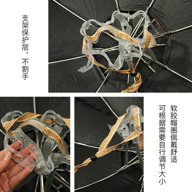防晒头戴钓鱼伞帽户外双层铝合金垂钓头伞遮阳帽超轻折叠大号帽伞