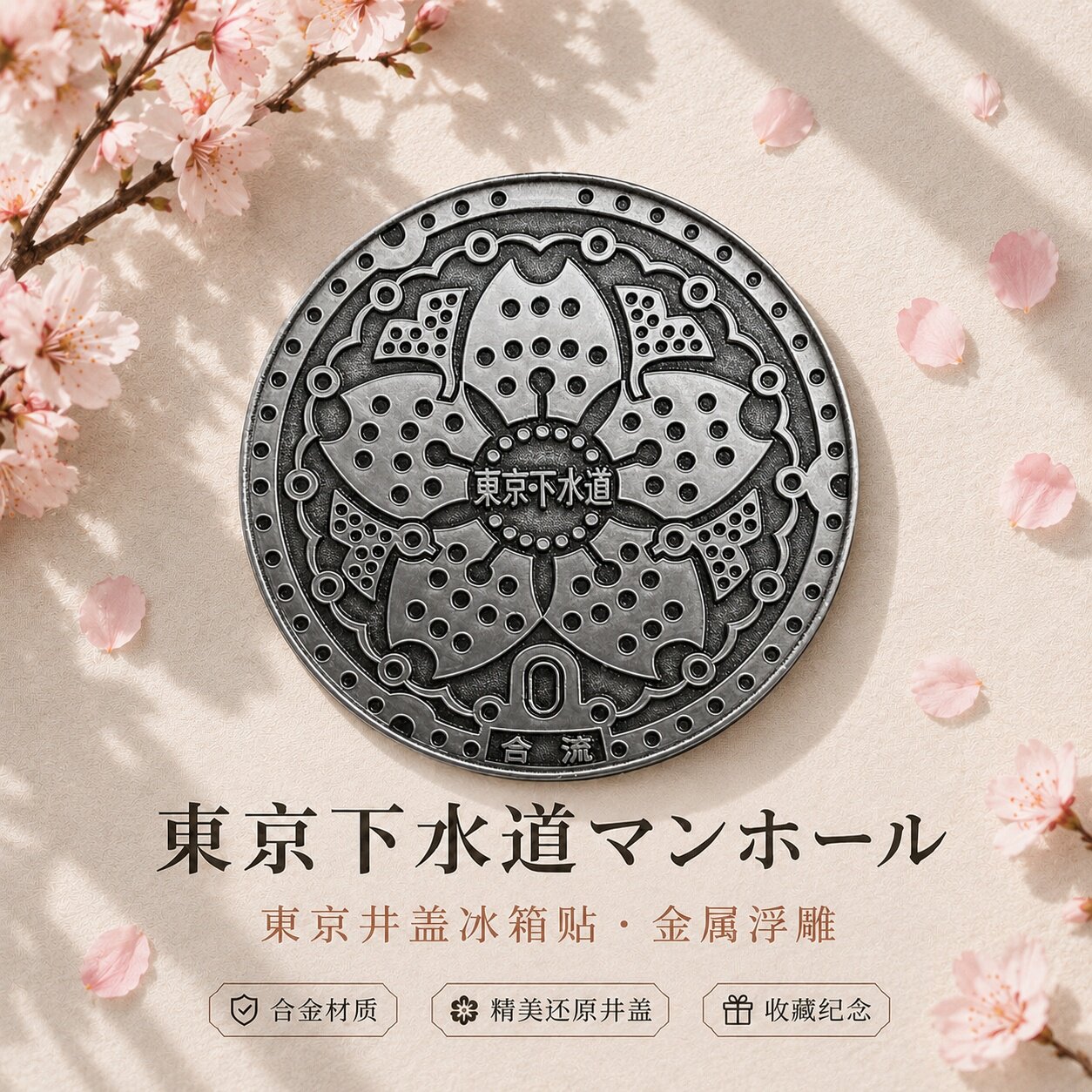 日本东京井盖冰箱贴城市地标文创