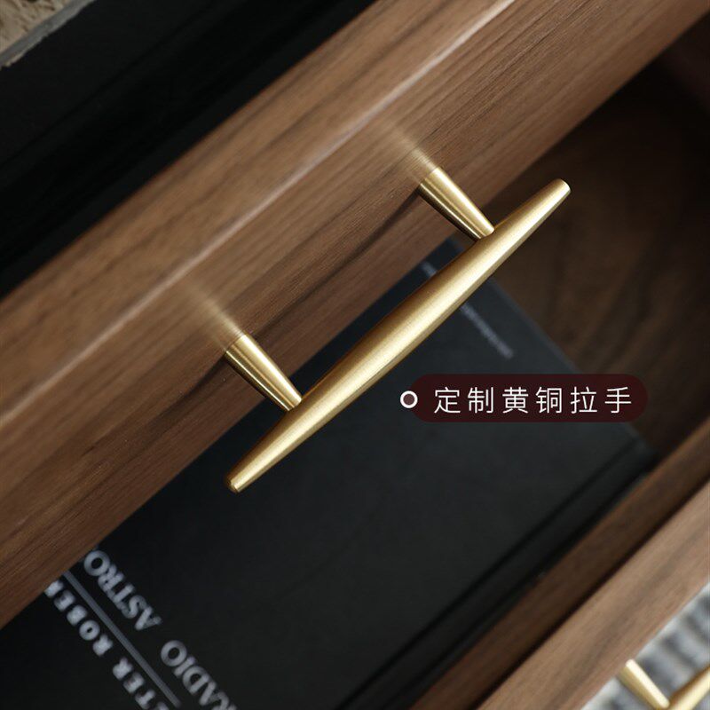 黑胡桃木电视柜旁边斗柜北欧实木沙发侧边柜收纳立柜小书柜简约