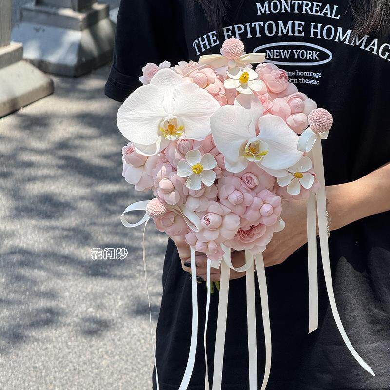 紫色系小众新娘手捧花仿真香皂花成品送闺蜜女朋友订婚结婚拍照