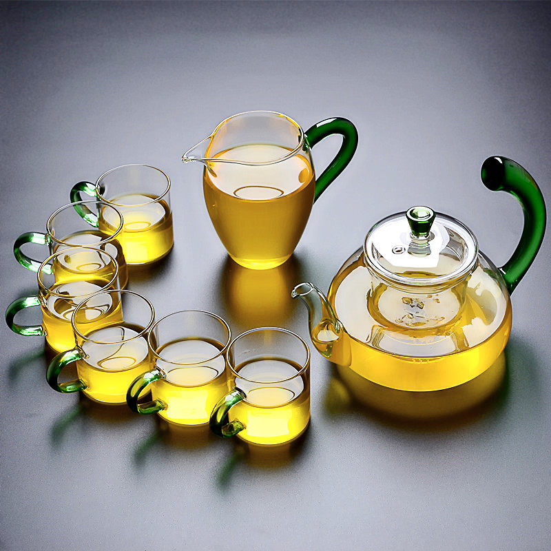 玻璃茶壶耐高温600ml加厚耐热玻璃泡茶壶家用花茶壶玻璃茶具套装