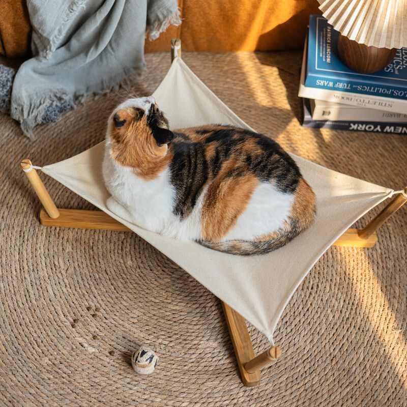 猫床宠物床猫咪吊床实木猫窝帆布四季通用小型犬狗窝可拆洗狗狗床