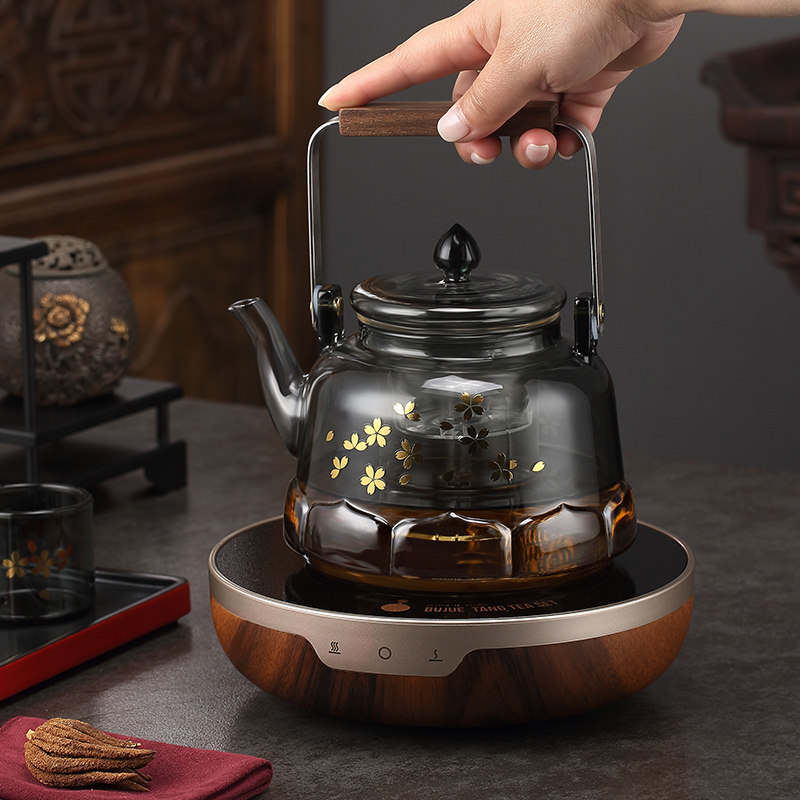 日式蒸煮茶壶电陶炉加热功夫茶具全自动小型家用煮茶器玻璃烧水壶