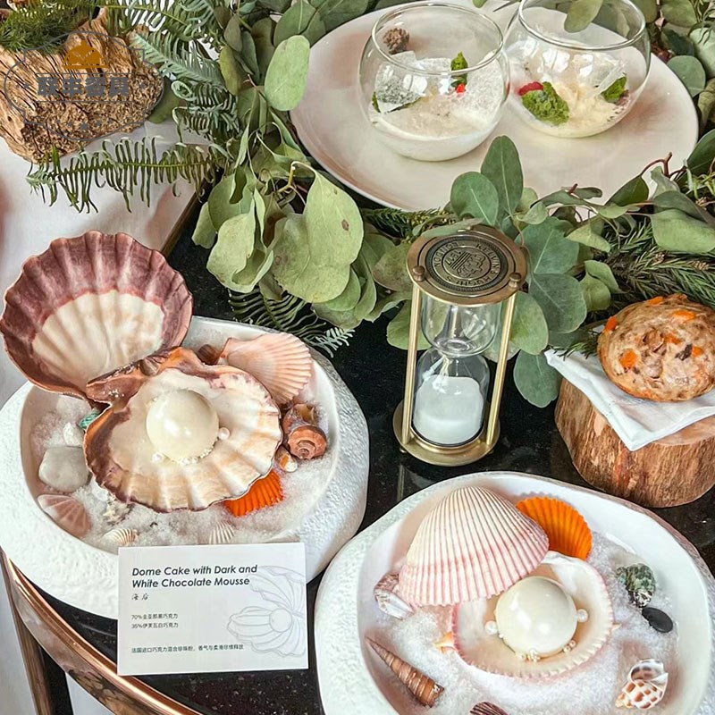 高档法餐创意菜餐具法式西餐位上甜品碟分子料理贝壳珍珠甜品碟