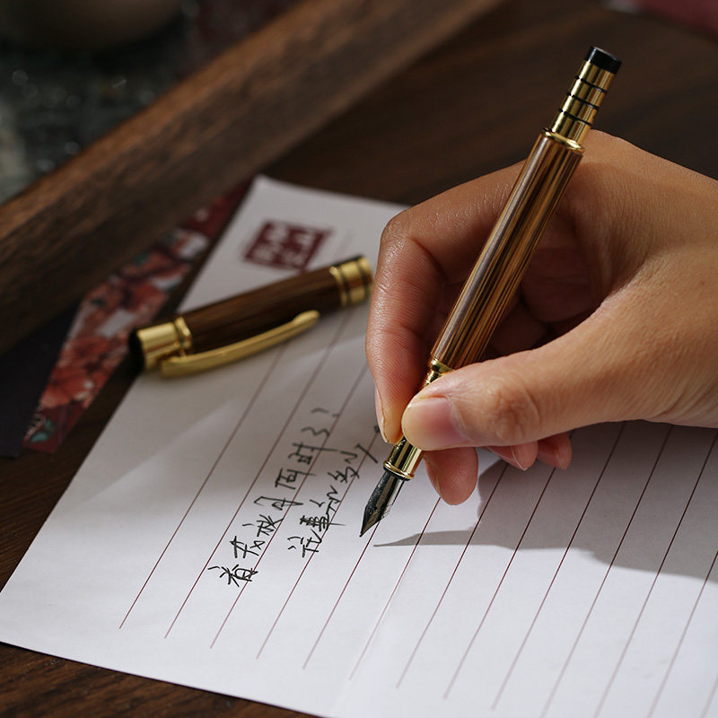 金丝竹玉竹竹制笔文玩盘玩实心竹双头钢笔圆珠笔宝珠笔中性水性笔