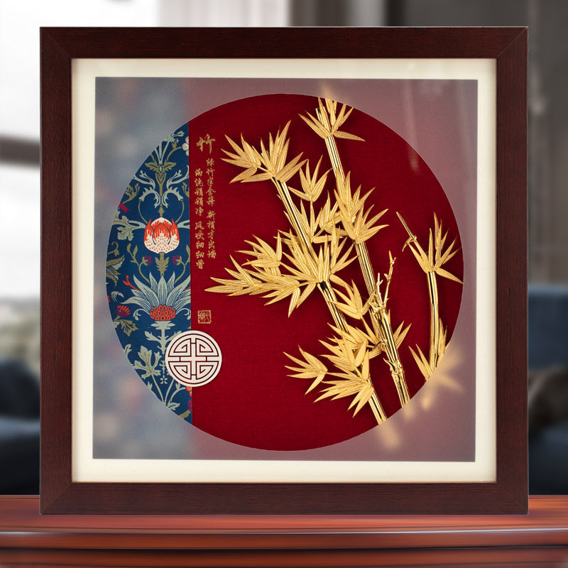 金箔画节节高升 客厅装饰画送领导朋友高档礼品公司定制桌面摆件