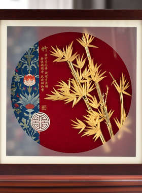金箔画节节高升 客厅装饰画送领导朋友高档礼品公司定制桌面摆件