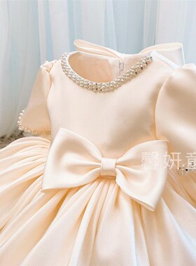 儿童礼服小女孩公主裙女童礼服裙白色婚纱花童演出女宝宝周岁生日