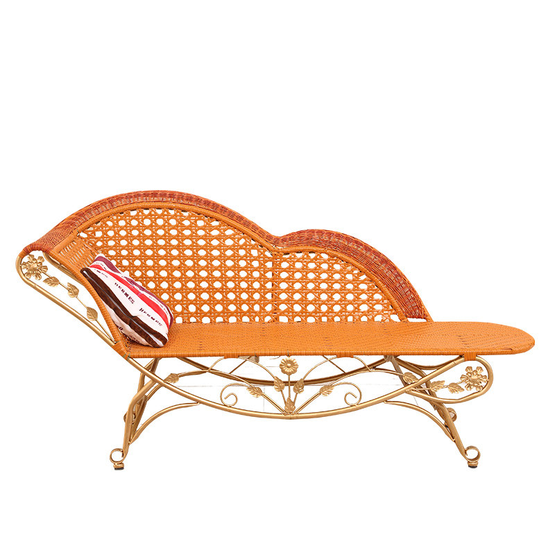 复古贵妃藤编沙发休闲躺床花园阳台庭院藤椅酒店室内外游泳池躺椅