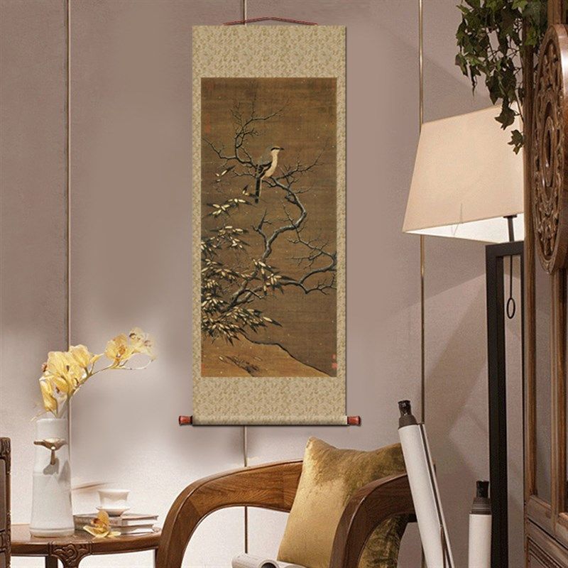 宋李迪雪树寒禽图花鸟画卷轴挂画仿古画复制品字画玄关装饰画字画