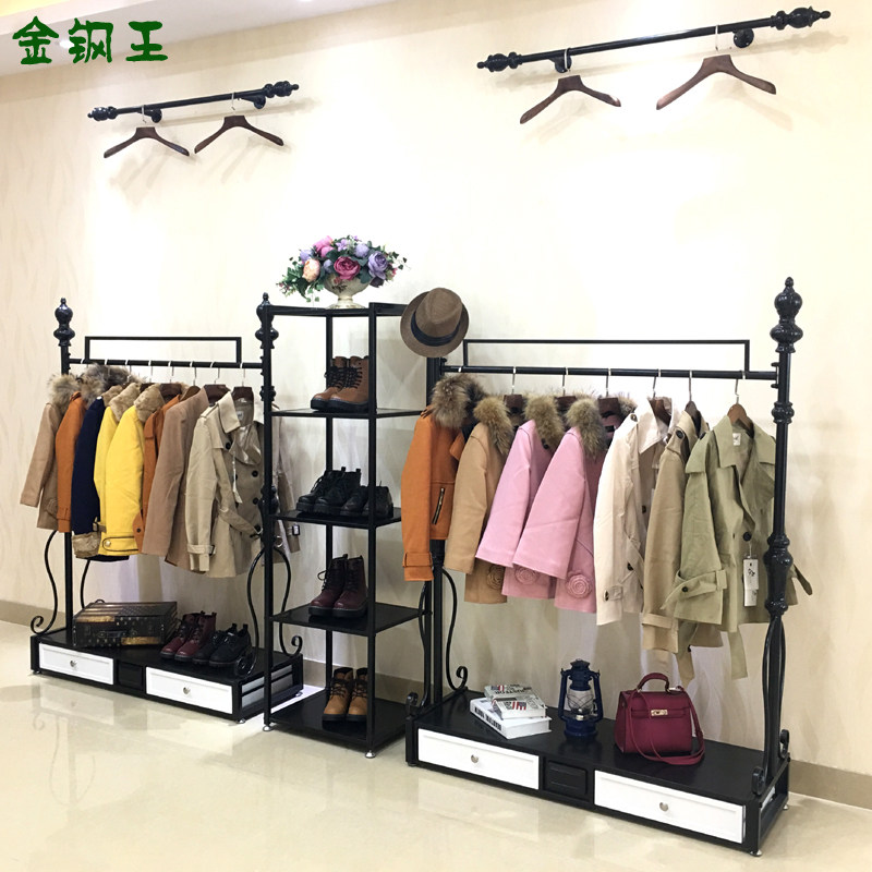 服装店展示架落地式服装架女装店货架欧式铁艺衣帽架挂衣服的架子