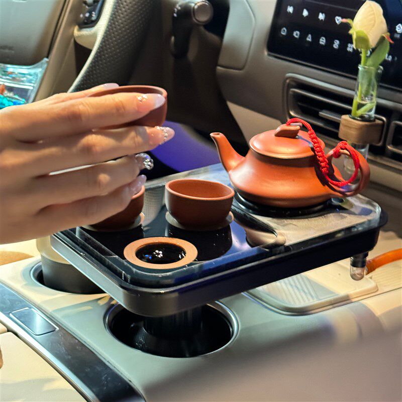 车载副驾驶茶台理想悬浮小桌板托盘茶杯架神器茶盘茶桌一体吧台