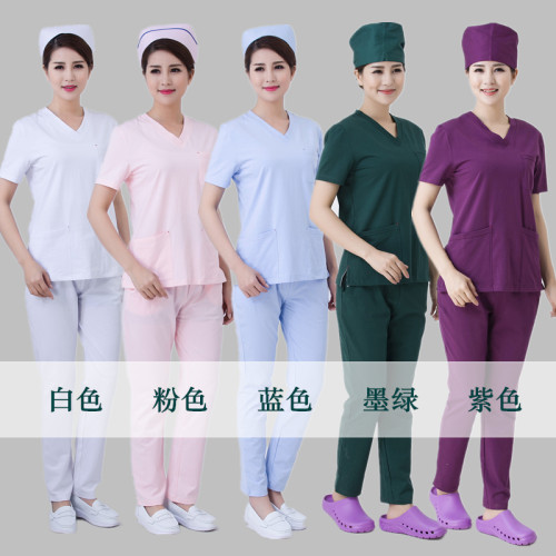 弹力棉洗手衣医生护士服涮手衣分体套装短袖男女隔离衣ICU工作服