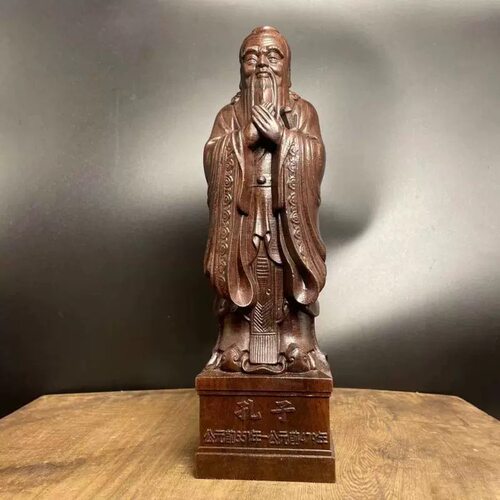 越南沉香木雕教师节礼物孔子雕像摆件人物佛像孔夫子居家装饰礼品