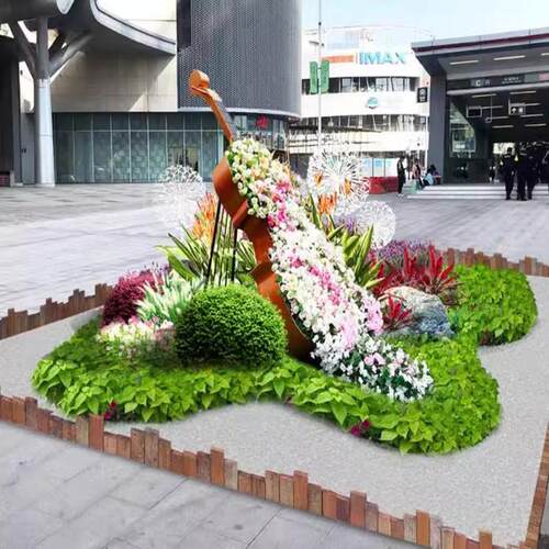 户外草坪造景装饰品简约大提琴摆件庭院花园布置景观婚庆道具雕塑