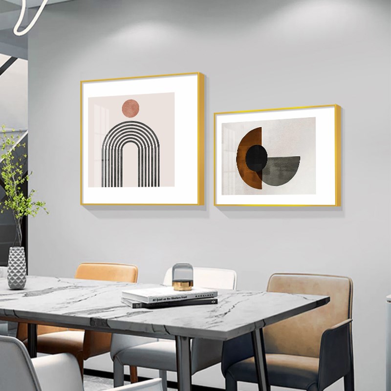 餐厅装饰画轻奢高级感2023新款饭厅挂画家用背景墙大气壁画两联画