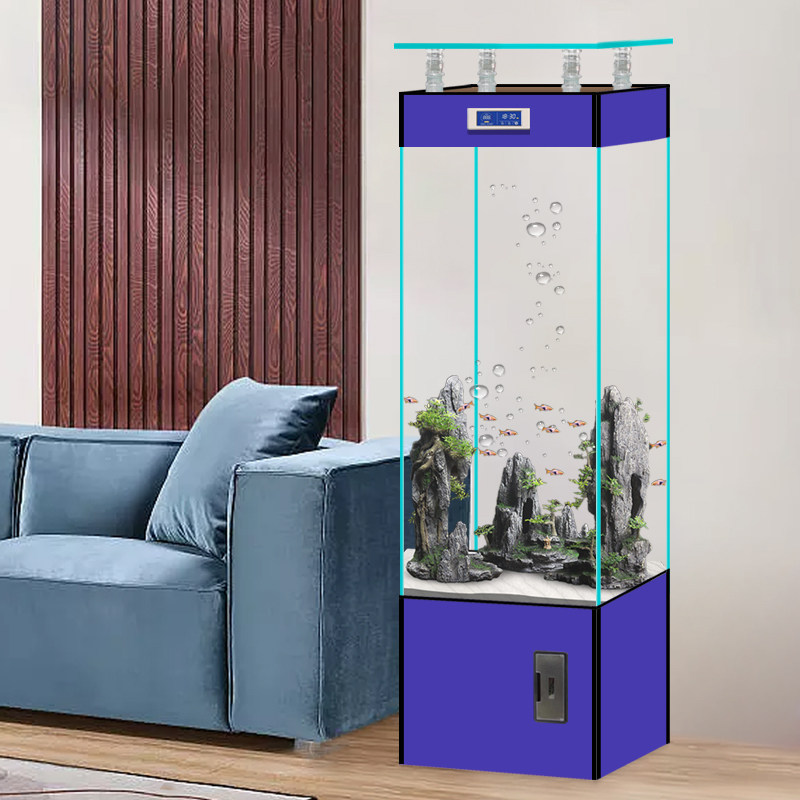 金晶超白玻璃网红水族箱立式鱼缸客厅小型家用落地长方形金鱼缸