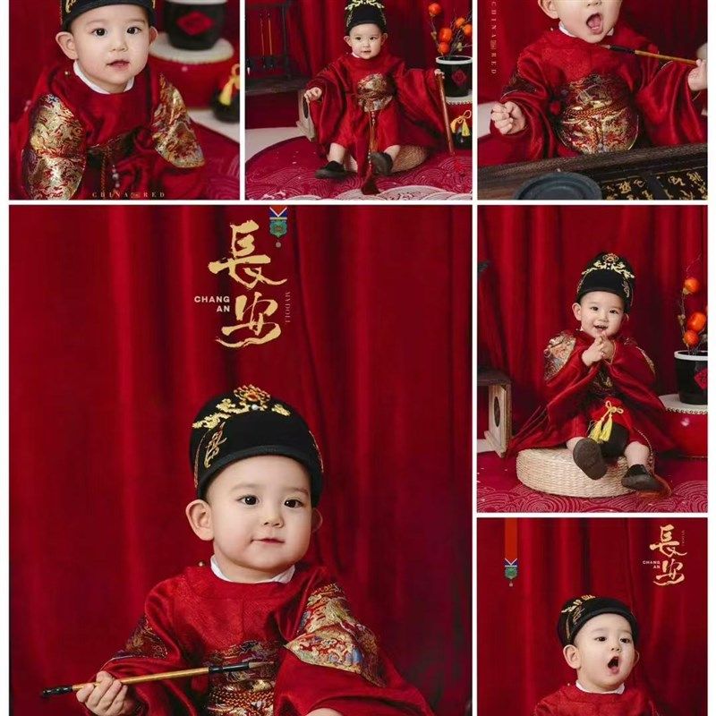周岁礼服男宝宝春秋唐装中式男童一岁抓周生日宴汉服龙袍大褂旗袍