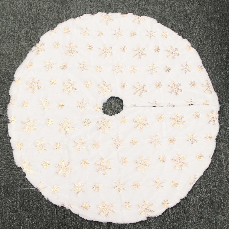 圣诞树裙90/120cm白色轻奢雪花圣诞树脚用毛绒围裙装饰品圣诞布置