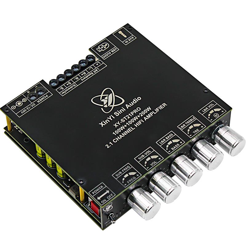 双芯片TPA3221蓝牙5.2功放板带开关高低音频率调节大功率DC12-30V