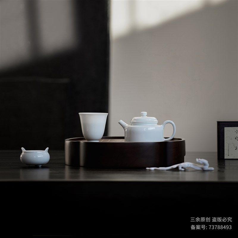 原矿白瓷【温润如玉】景德镇陶瓷茶杯主人杯单杯手工茶壶盖碗高档