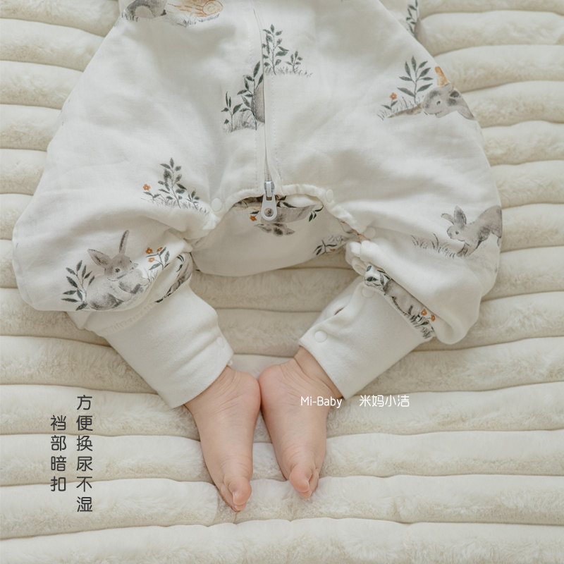 婴儿宝宝睡袋春秋款春夏季四层竹棉纱布薄款分腿睡袋儿童四季通用