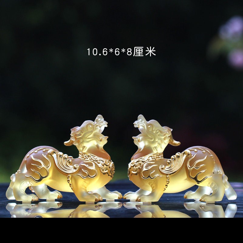 古法琉璃贴金貔貅工艺品风水摆件客厅办公店铺开业送礼招财貔貅