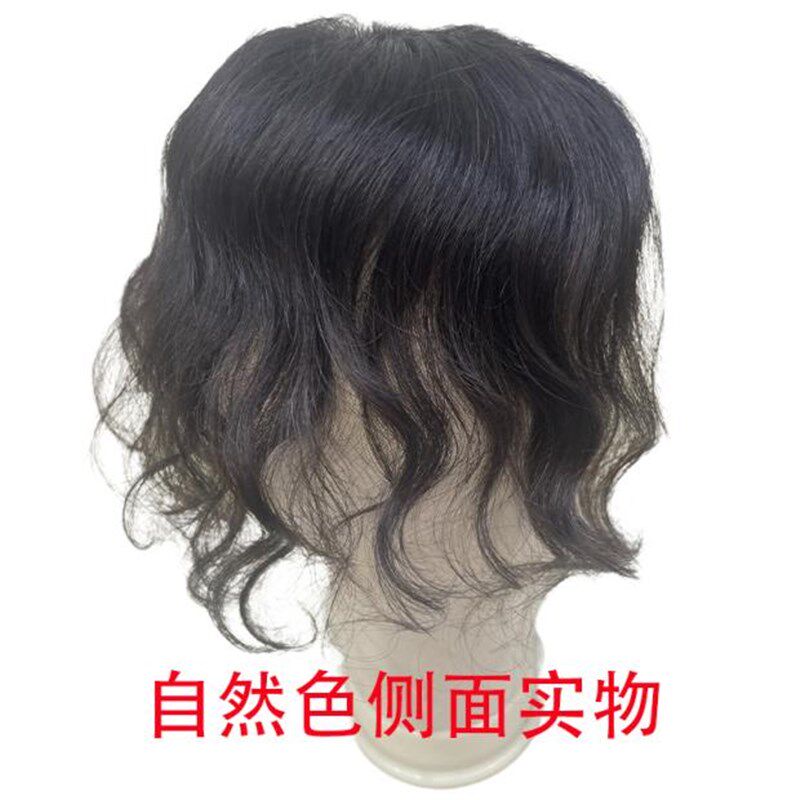 双递针卷发片遮头顶全真发大波浪补发片手织递针遮白发可随意分缝