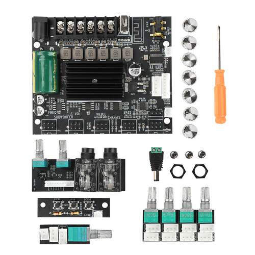 ZK-MT21S引线版KTV话筒音响一体机2.1声道蓝牙功放板50W+50W+100W