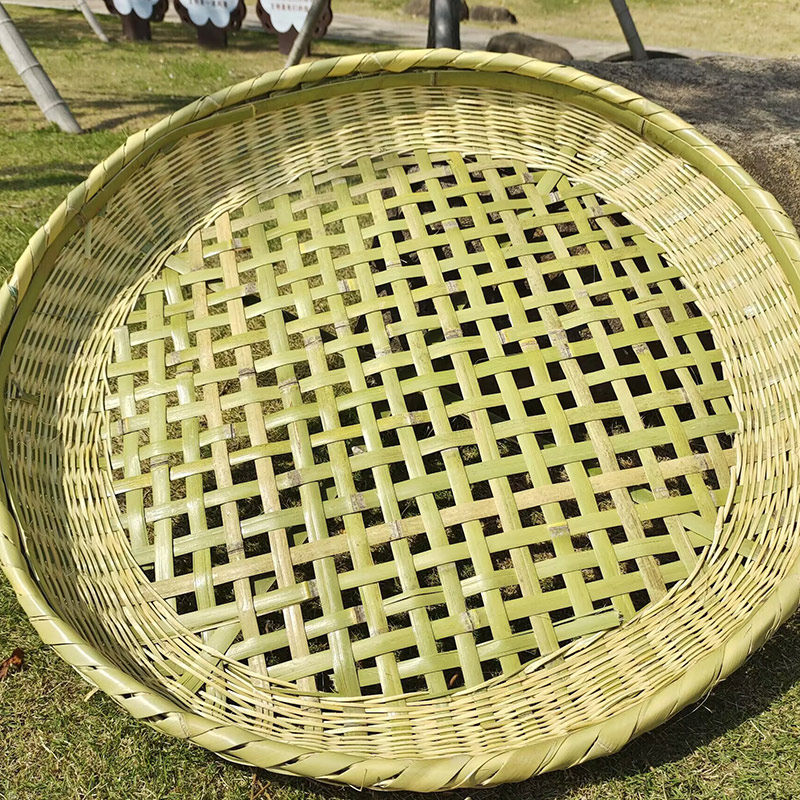 大孔竹编筛子有孔家用竹制品大眼竹筐竹编制品晒鱼加厚四方竹筛子