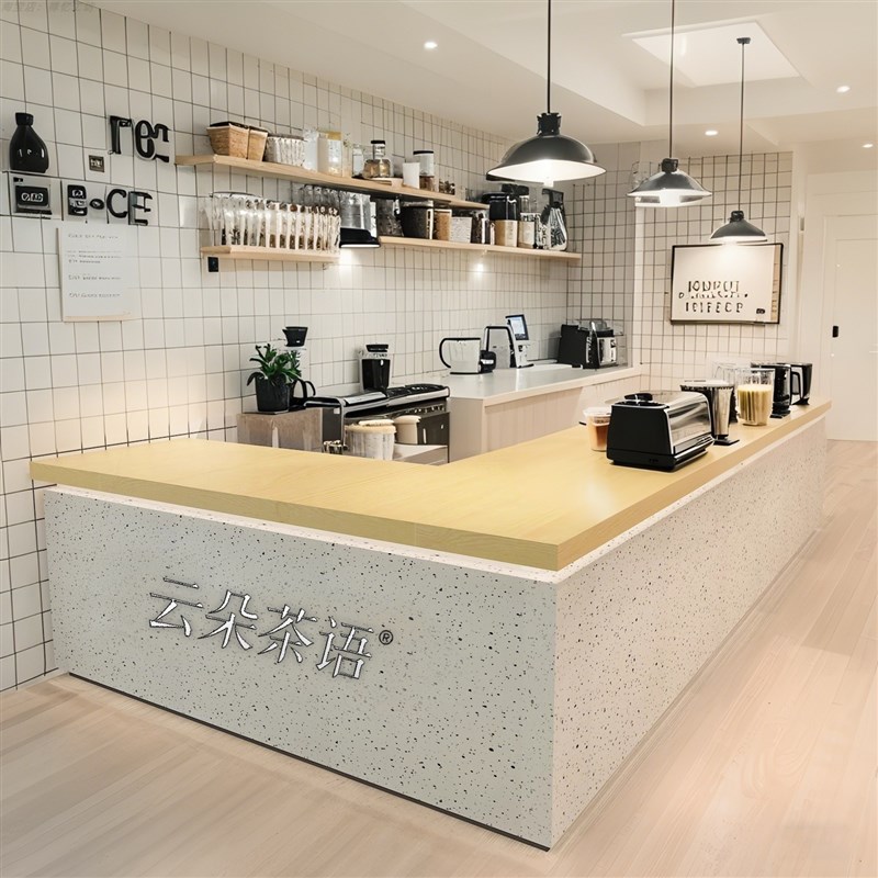 奶茶店吧台咖啡蛋糕烘焙水果店餐饮店收银柜台柜台烤漆前台转角定