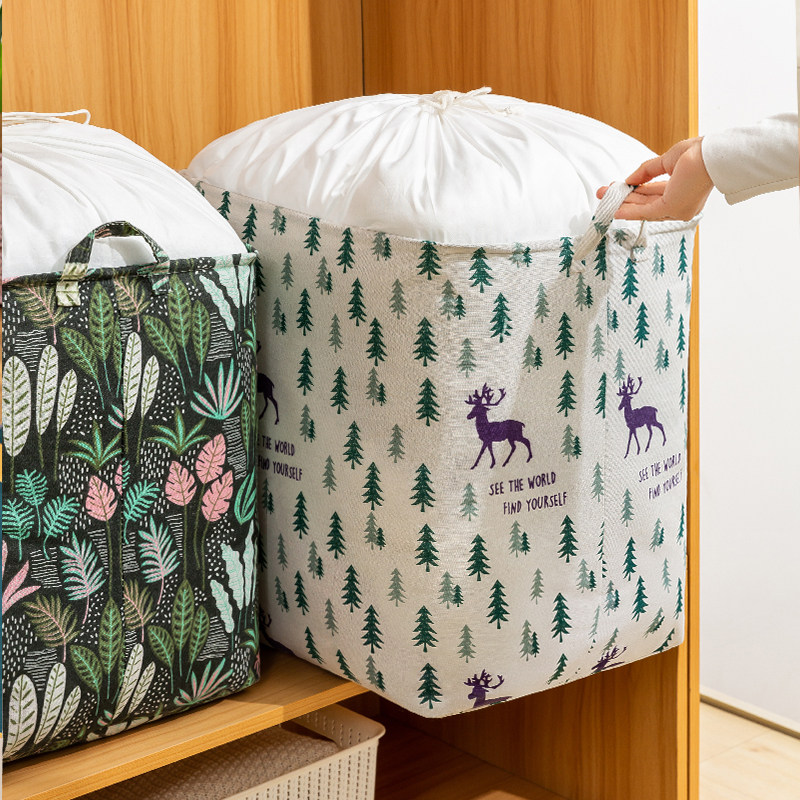 收纳袋子束口抽绳衣服衣物家用整理袋超大号布艺拉链式储物布袋包