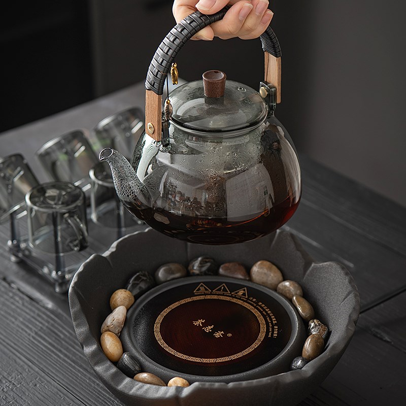 电陶炉围炉煮茶炉泡茶壶高端烧水煮茶器烤奶茶壶家用耐高温玻璃壶