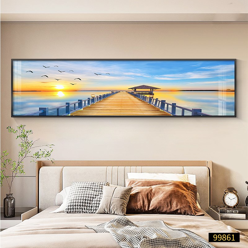 现代简约卧室床头装饰画海边风景温馨主卧房间背景墙挂画床头画