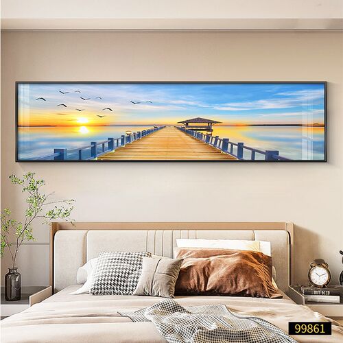 现代简约卧室床头装饰画海边风景温馨主卧房间背景墙挂画床头画