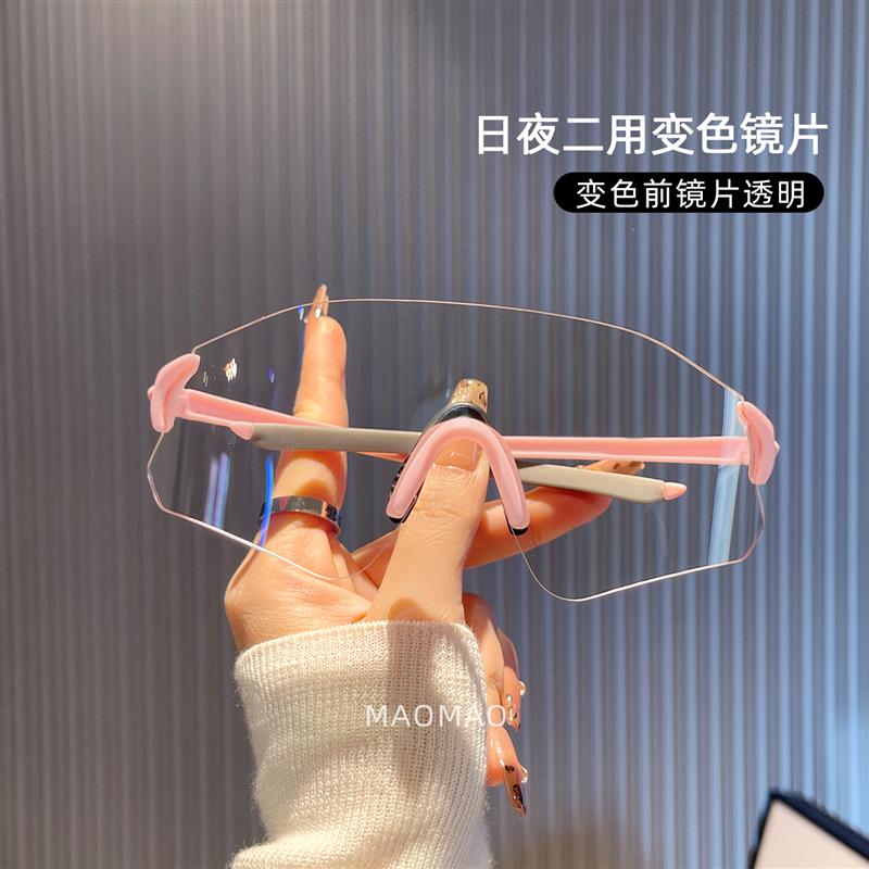 超轻炫彩反光太阳镜女时尚变色骑行眼镜防风护目镜未来感墨镜男士