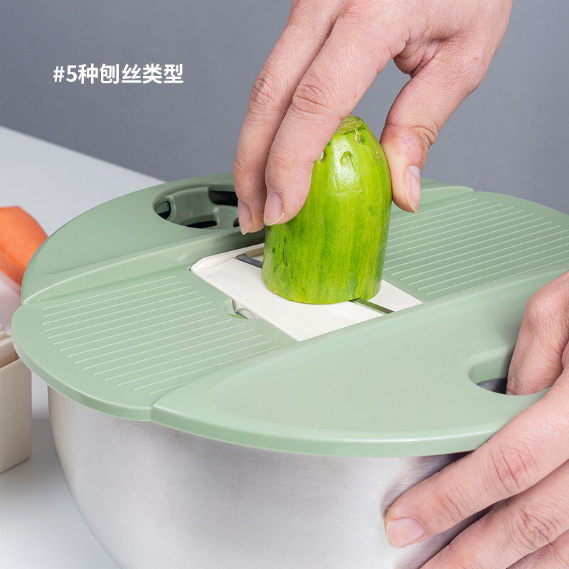 韩国304不锈钢家用蔬菜脱水器水果沙拉甩干机沥水刨丝机沥水盆