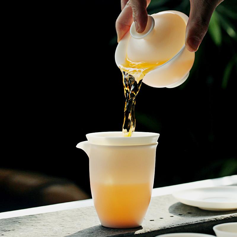 德化羊脂玉白瓷功夫茶具全套装盖碗茶杯家用办公室高端会客厅乔迁