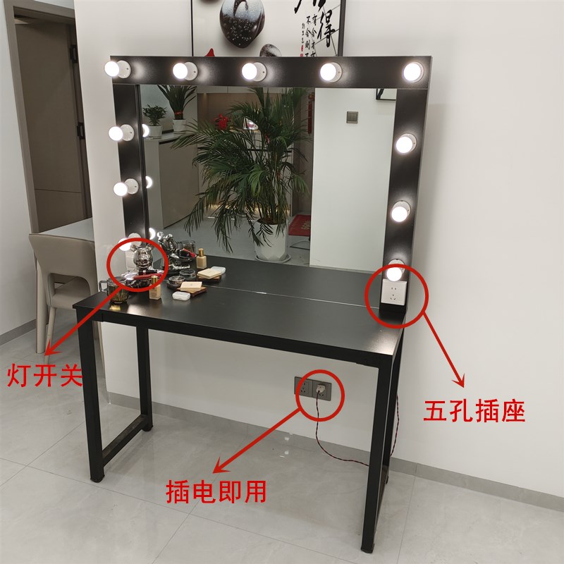 影楼化妆台带灯婚纱店梳妆台学校工作室化妆镜台化妆师专用化妆桌