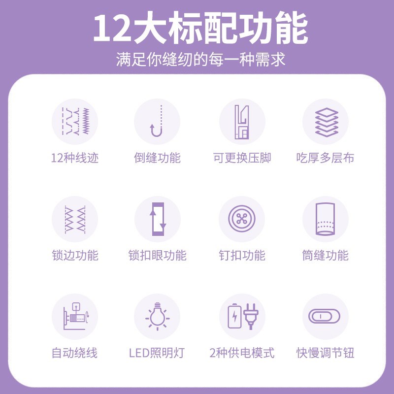 缝纫机家用小型电动带锁边全自动台式手动多功能迷你家庭裁缝衣服图片