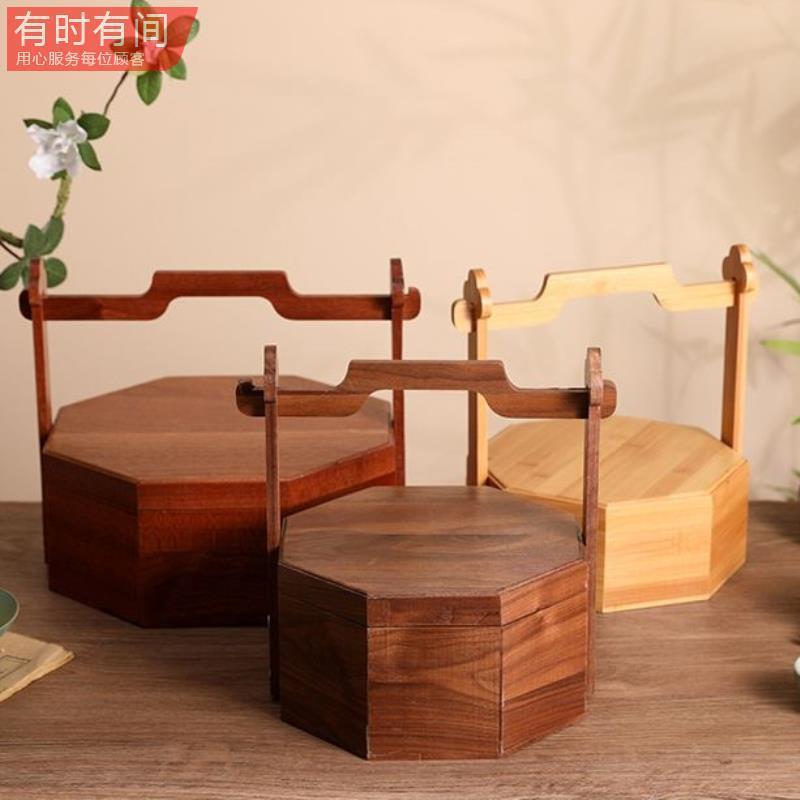 食盒多层手提木制复古老式饭盒结婚用提篮中式古风实木果盒糕厂家