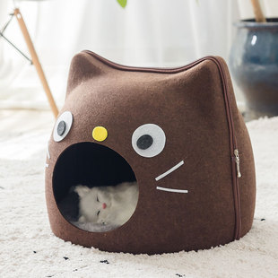 冬季保暖猫窝无毛猫窝大嘴猫窝毛毡半封闭不塌陷德文英短布偶猫窝