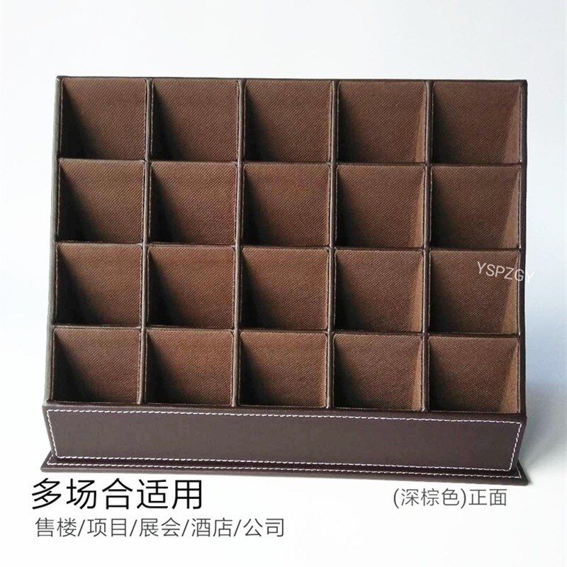 大容量高档皮多层格竖版名片架售楼酒店前台立式名片盒夹座定做