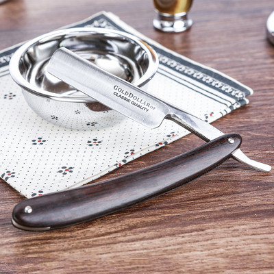 金元复古老式剃须刀木柄手动可磨刮胡刀理发剃刀刮脸刀剃头刀修眉