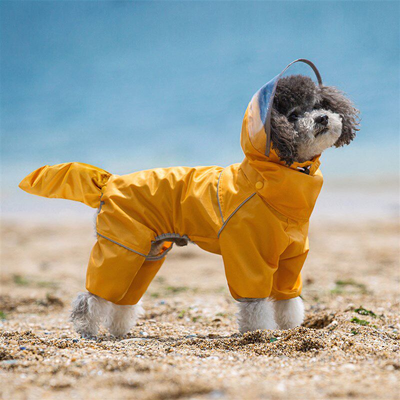 狗狗全包四脚雨衣连帽防水防漏雨披柴犬泰迪雪纳瑞中型小型犬雨衣