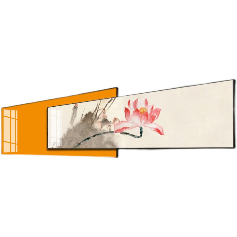 客厅装饰画新中式简装墙画茶室书房沙发背景墙挂画简约晶瓷画中画