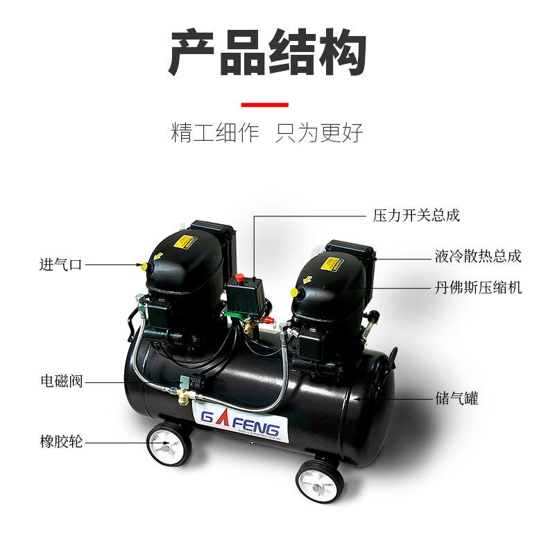 空压机小型220V打气泵工业家用静音气泵压缩机改装喷漆便携高压泵