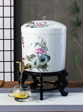 家用茶具几茶台净水桶架子储水用泡茶陶瓷水缸架子桌面花盆瓶花架