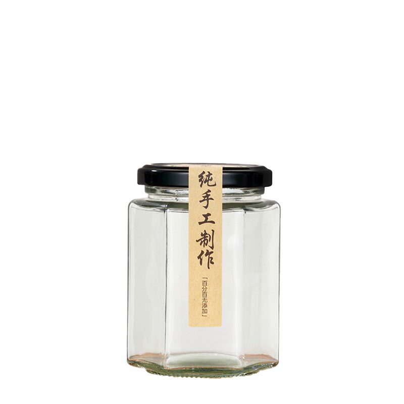 六棱玻璃罐密封食品级小带盖空一斤蜂蜜柠檬膏辣椒果酱专用瓶子
